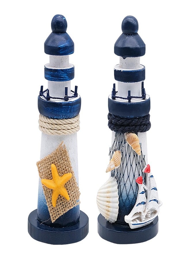 BLLREMIPSUR 2 PCS Mini Lighthouse Decor, Wooden Miniature Lighthouse Model, Nautical Theme Decoration for Bathroom, Baby Shower, Party, Kids Nursery - Image 1